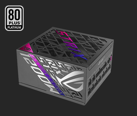 ROG STRIX Platinum 系列電源供應器傾斜視圖。