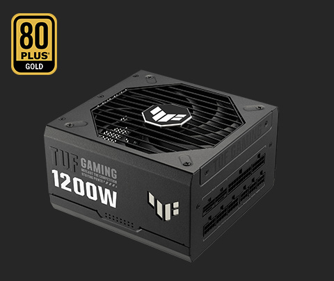 TUF GAMING Gold 系列電源供應器傾斜視圖。