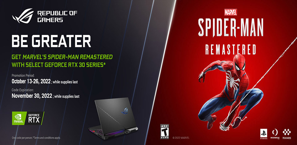 Promoção Marvel's Spider-Man Remastered para PC com GeForce RTX já  Disponível, Notícias GeForce