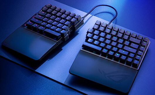 an image showing the Falcata spilt keyboard on a table