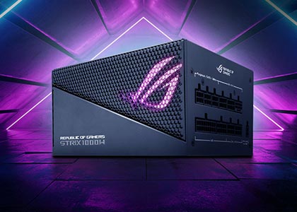 Bloc d'alimentation ROG STRIX dans un angle de 45 degrés