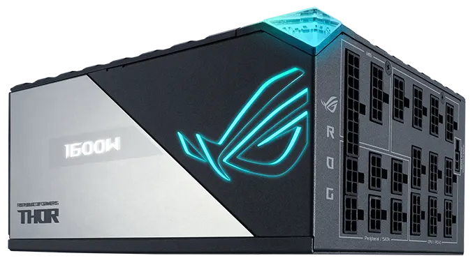 Bloc d'alimentation ROG THOR dans un angle de 45 degrés