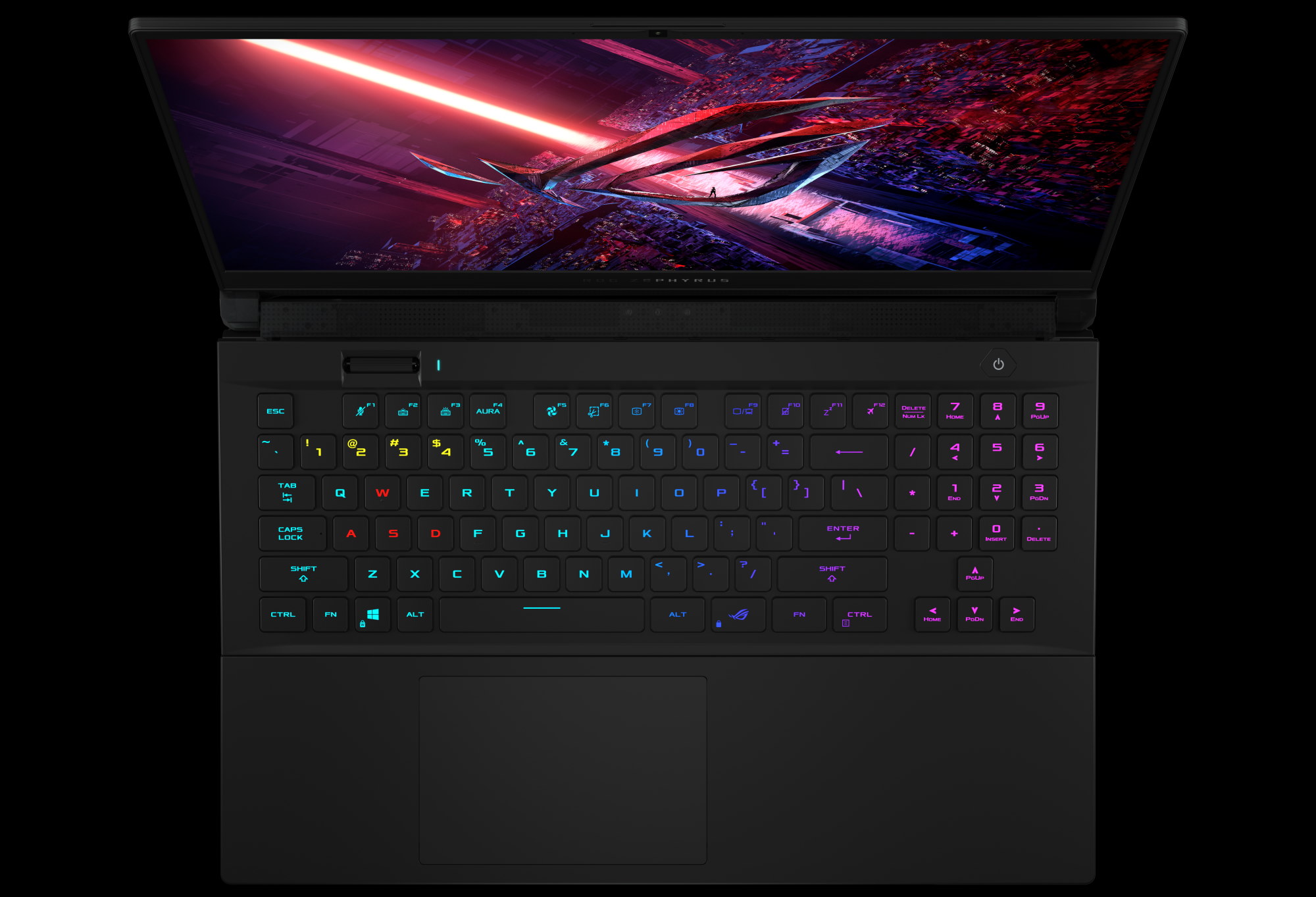 Top down view of the S17 with the lid open, emphasizing the keyboard.
