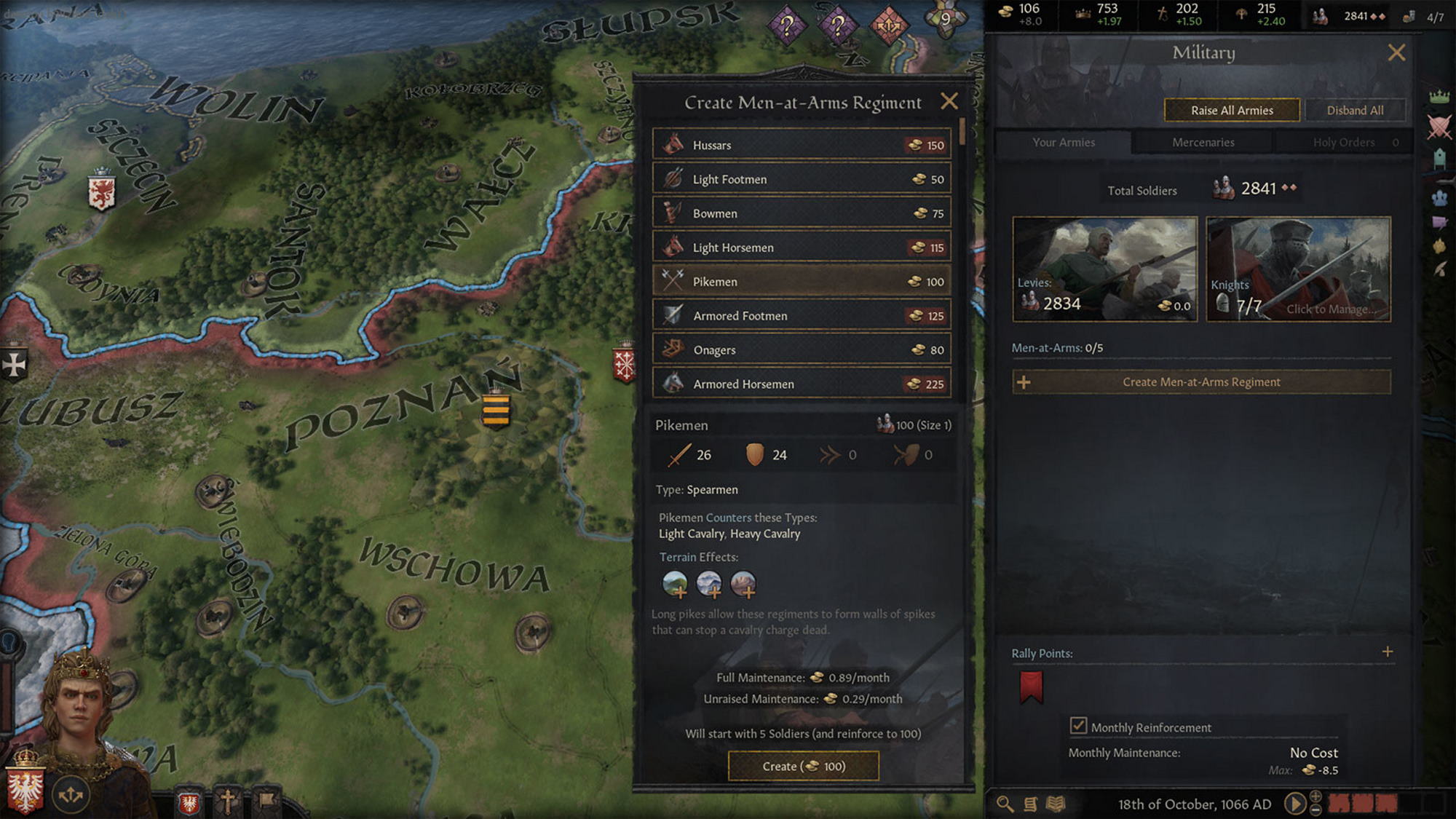Military menu screenshot.