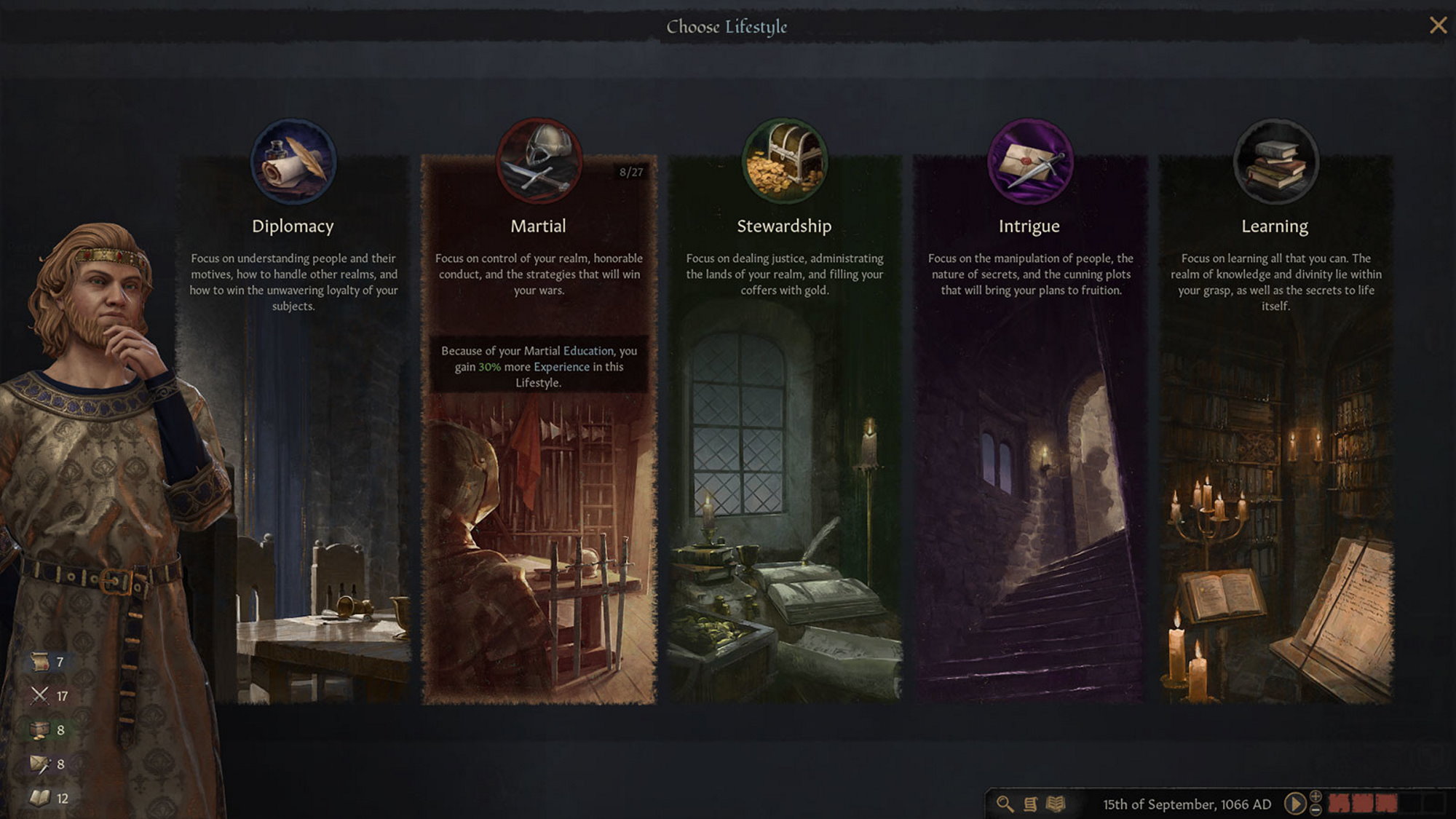 Role-playing choice menu in the beginning of the game.