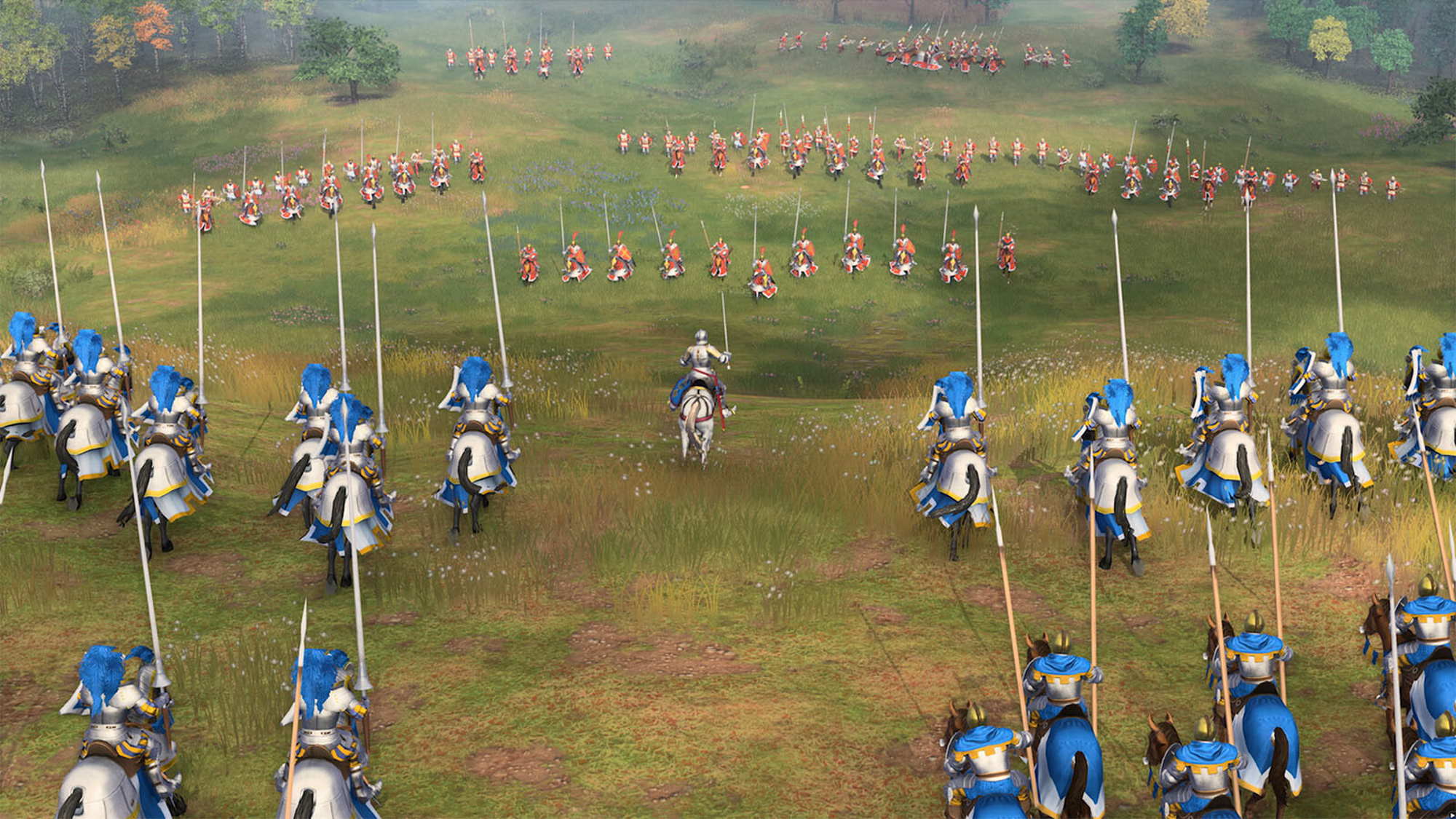 Massive lines of cavalry preparing for a charge.