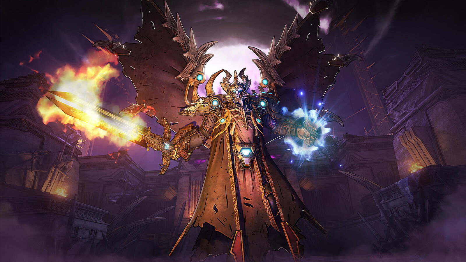 A screenshot of a winged enemy holding a sword from Tiny Tina’s Wonderlands.