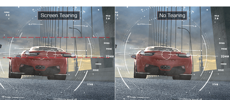 Besipielbild für den Effekt Tearing mit und ohne G-Sync