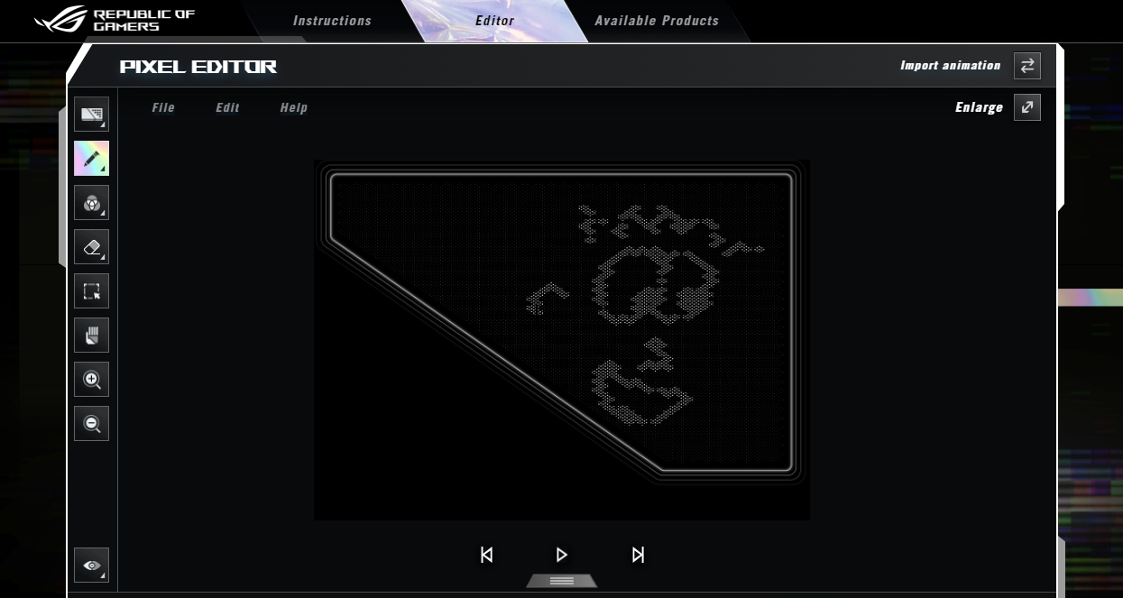 Ein Screenshot des Pixel-Editors, mit dem du ein individuelles Bild erstellen kannst