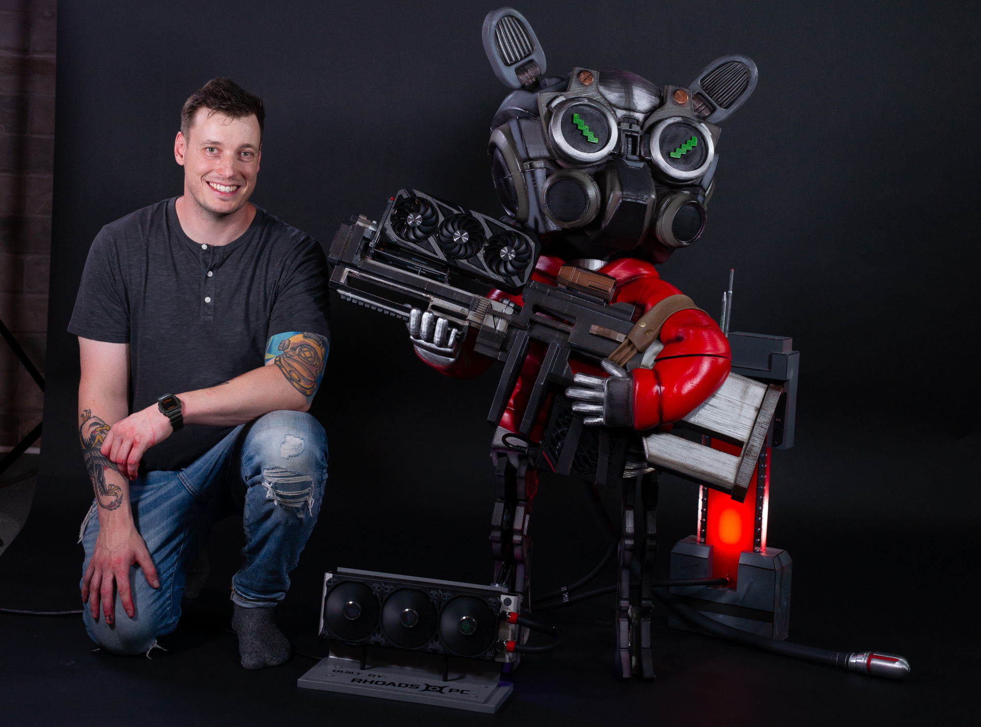 Derek Wilson next to the completed OMNI PC