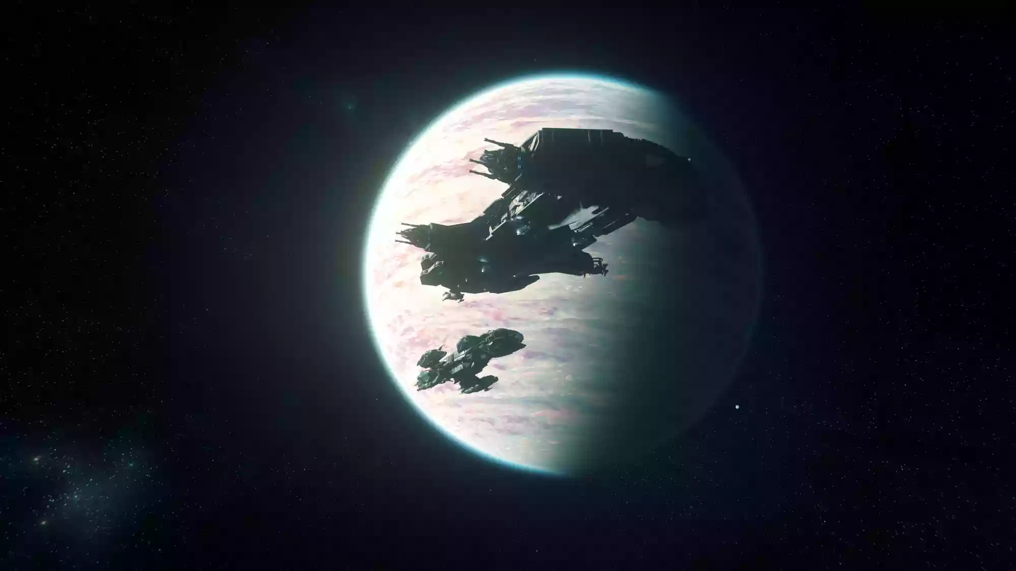 A Hammerhead and Constellation orbiting Crusader.