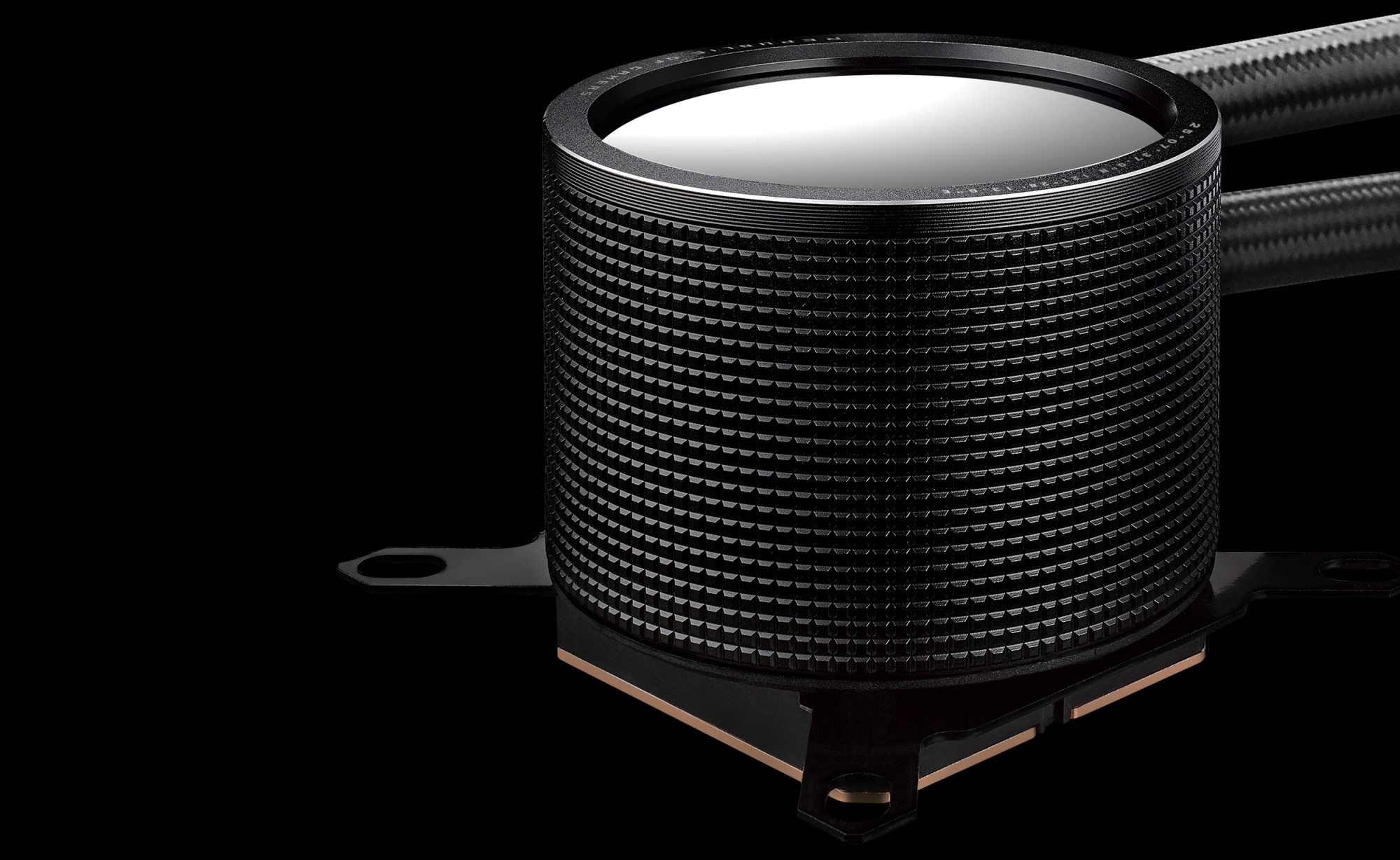 Side view of the ROG Ryuo III 360 ARGB to show off the knurled aluminum cover
