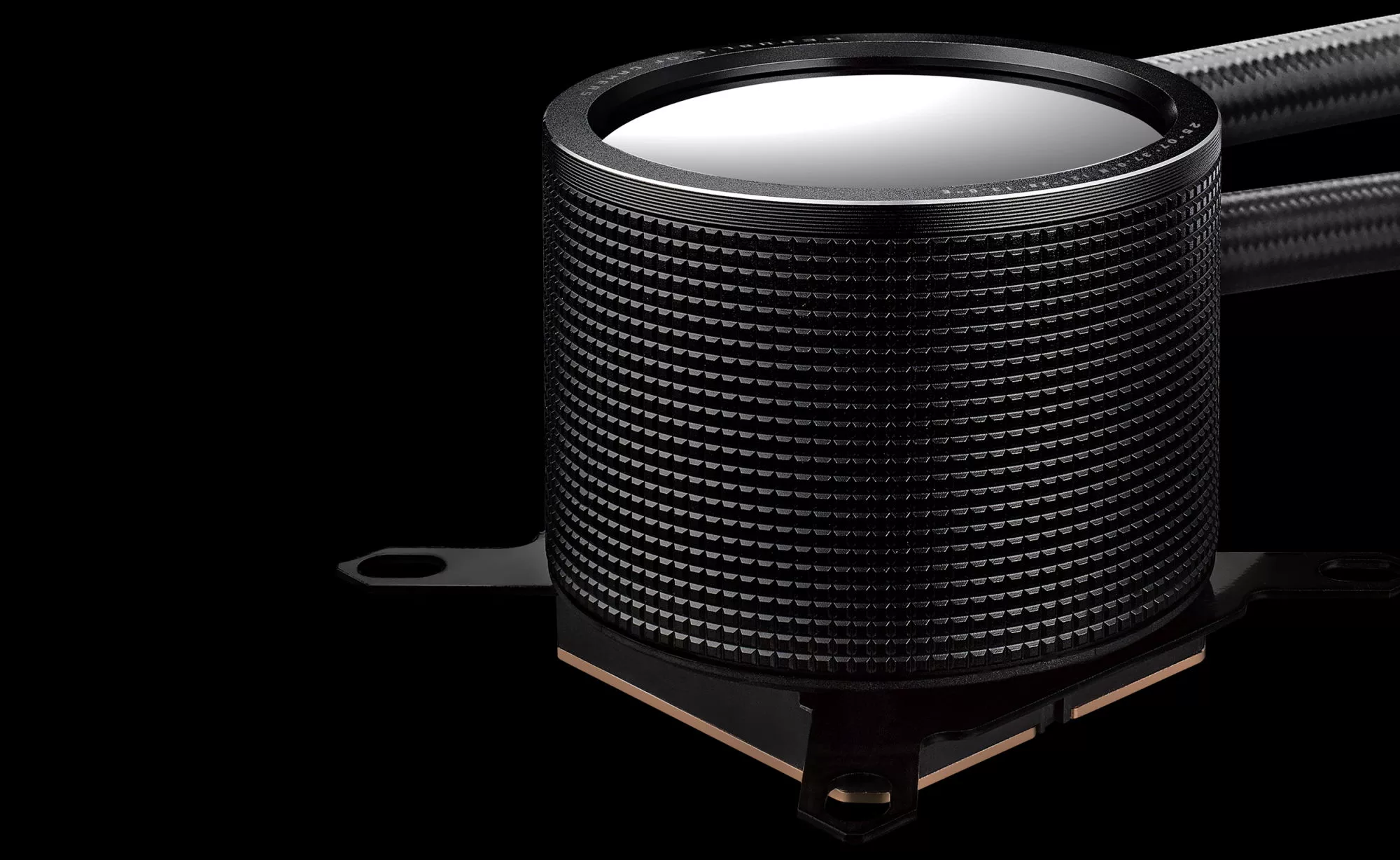 Side view of the ROG Ryuo III 360 ARGB to show off the knurled aluminum cover