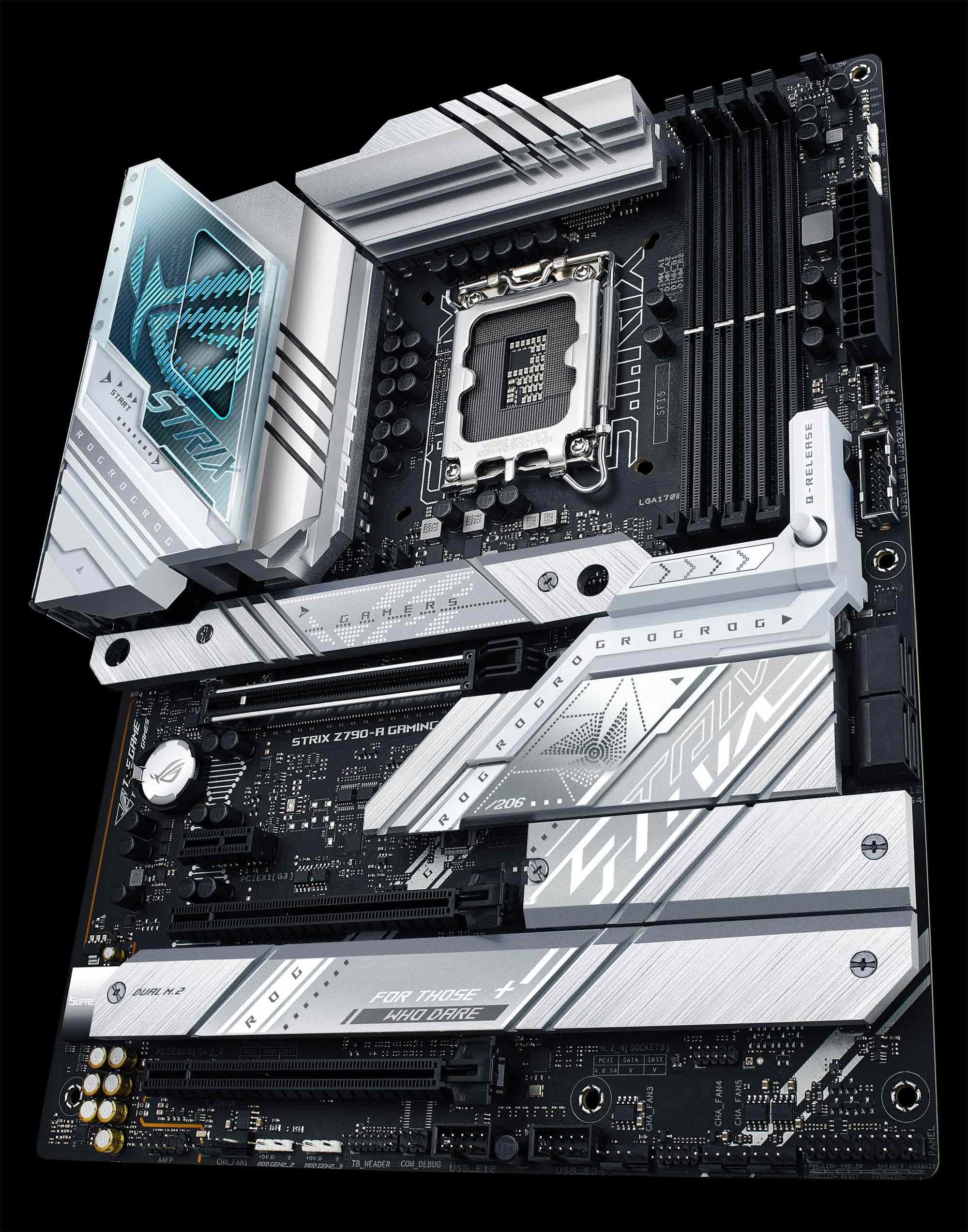 The ROG Strix Z790-A Gaming WiFi motherboard on a black background.