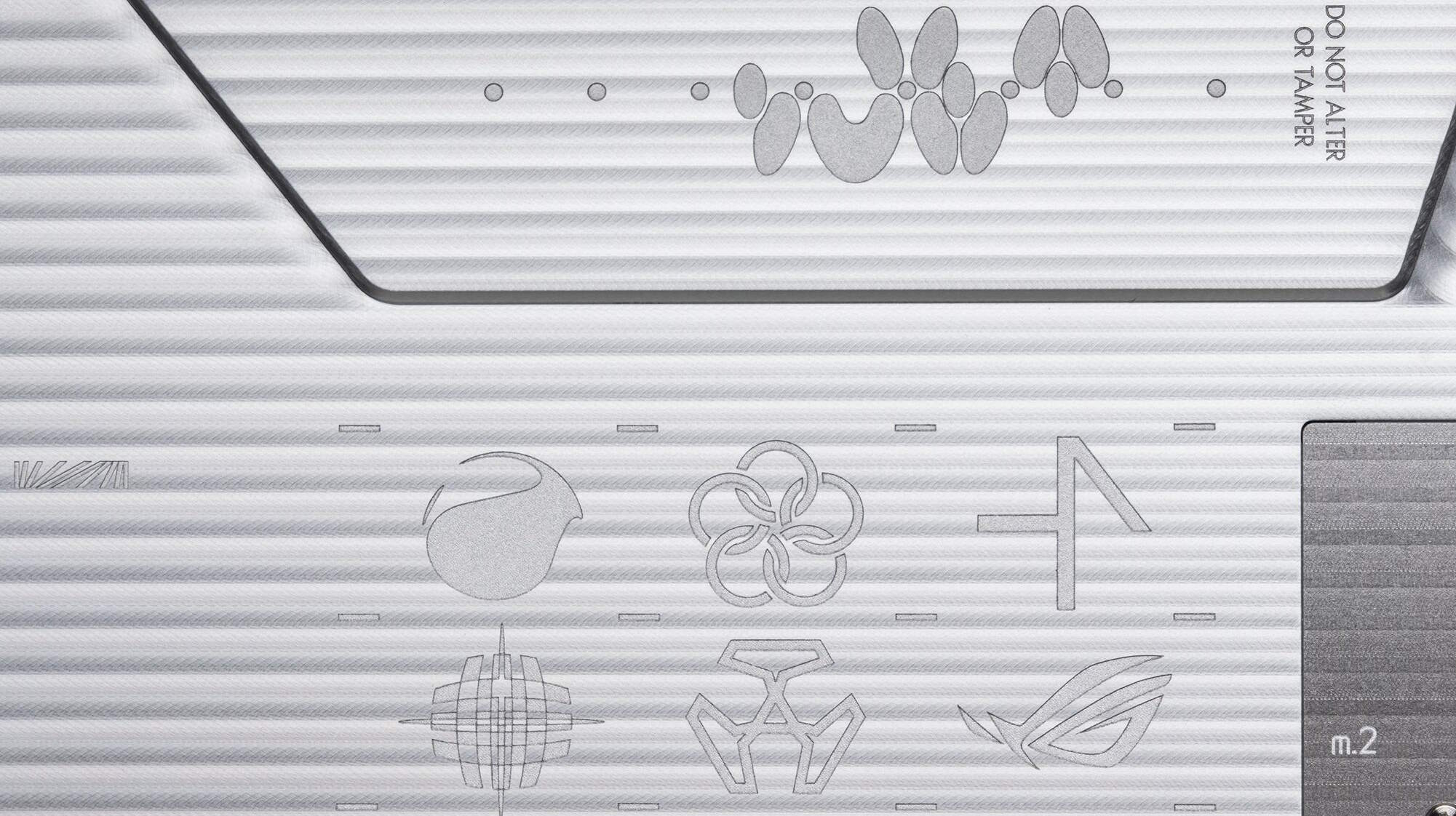 Close-up of RMT02 and the laser etched logos on the rear