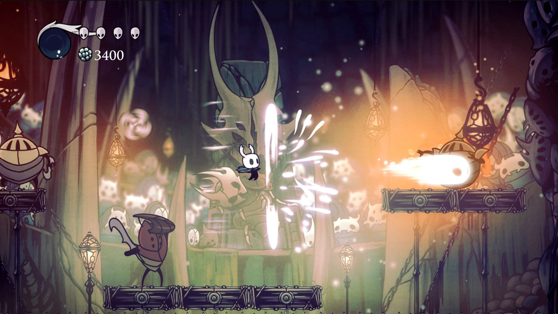 A video game screenshot of a small horned creature shooting a fireball.