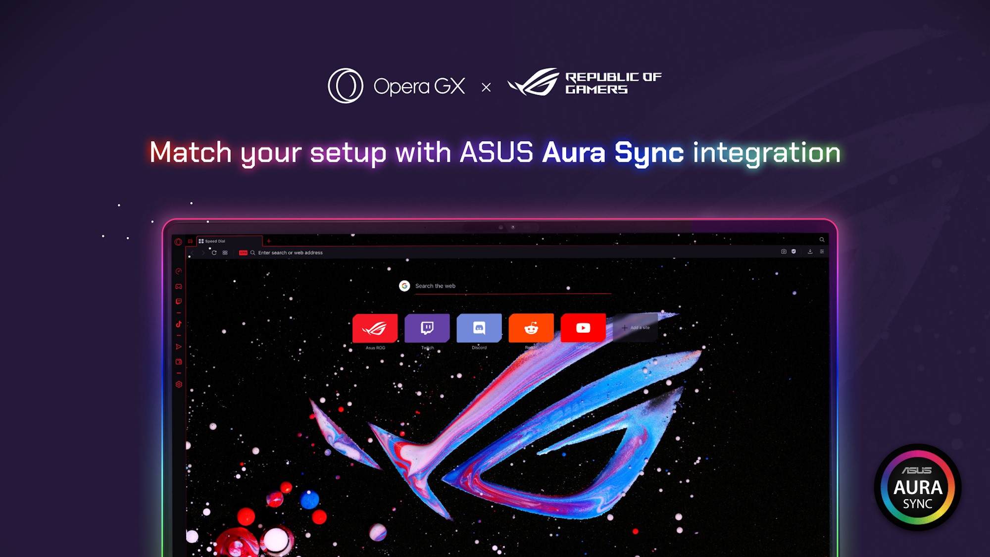 An infographic showing that you can match your setup with ASUS Aura Sync integration
