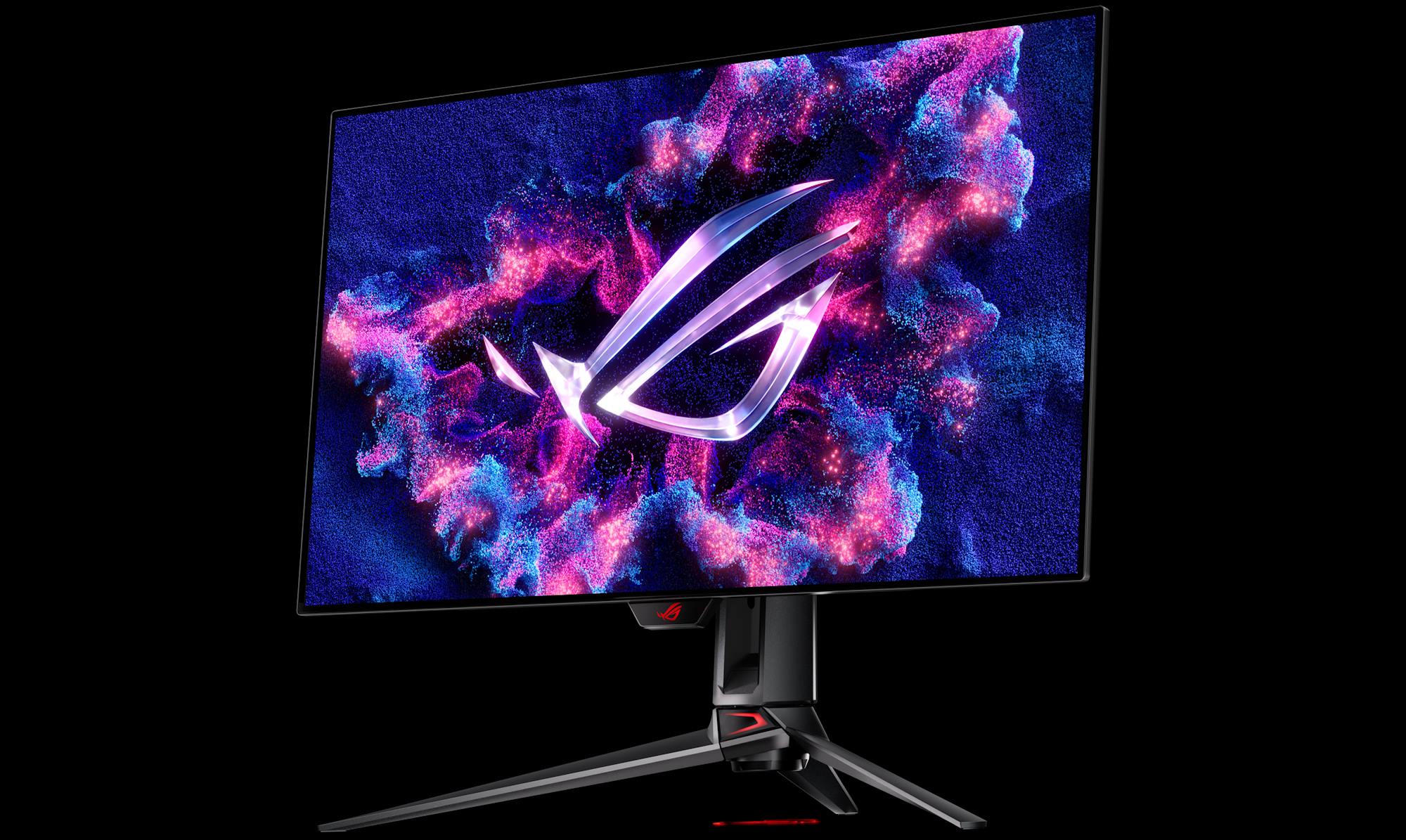A front angle view of the ROG Swift OLED PG32UCDM gaming monitor