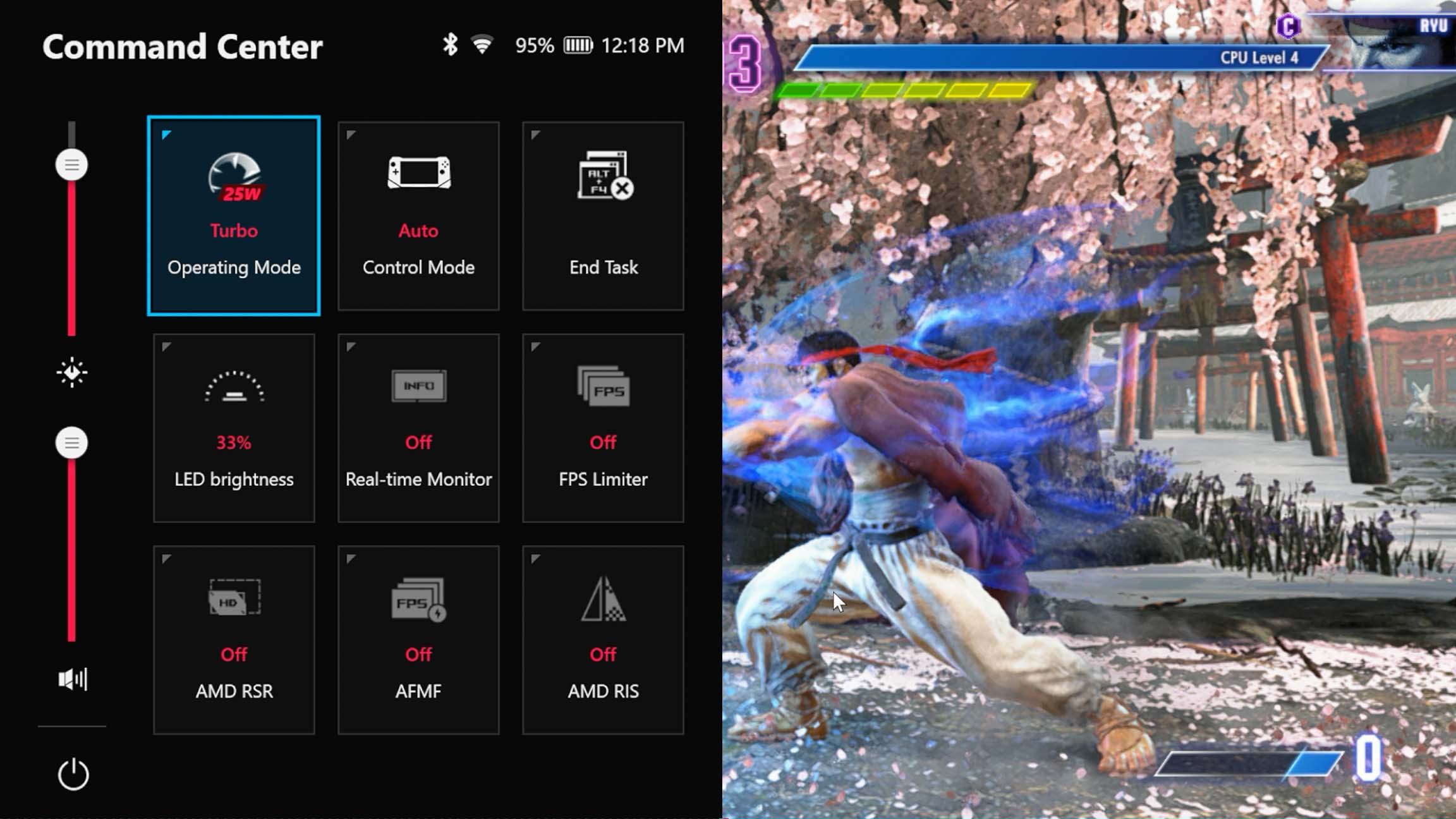 A screenshot of Street Fighter 6 with the Command Center open.