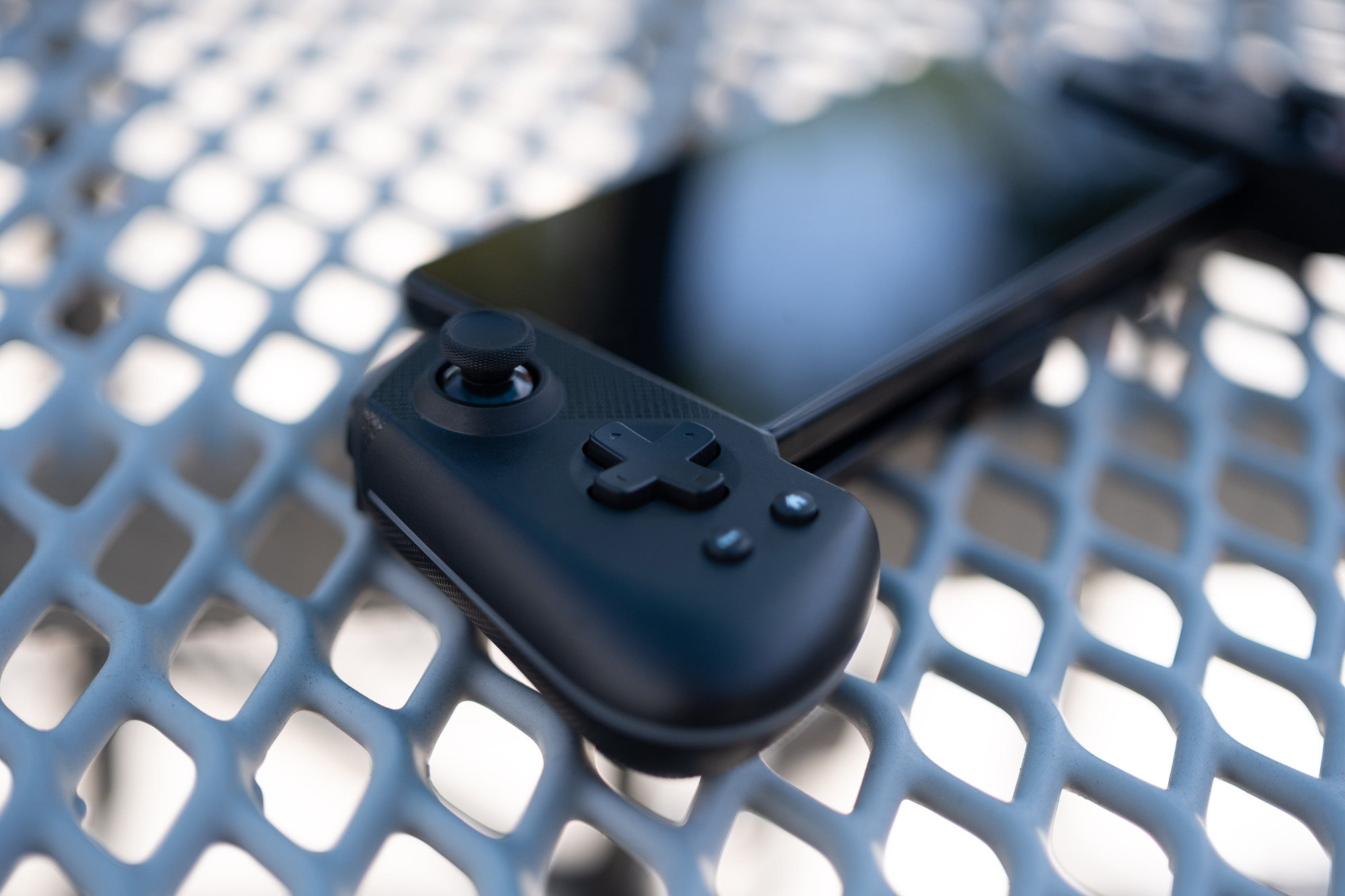 A closeup view of the left side of the ROG Tessen controller