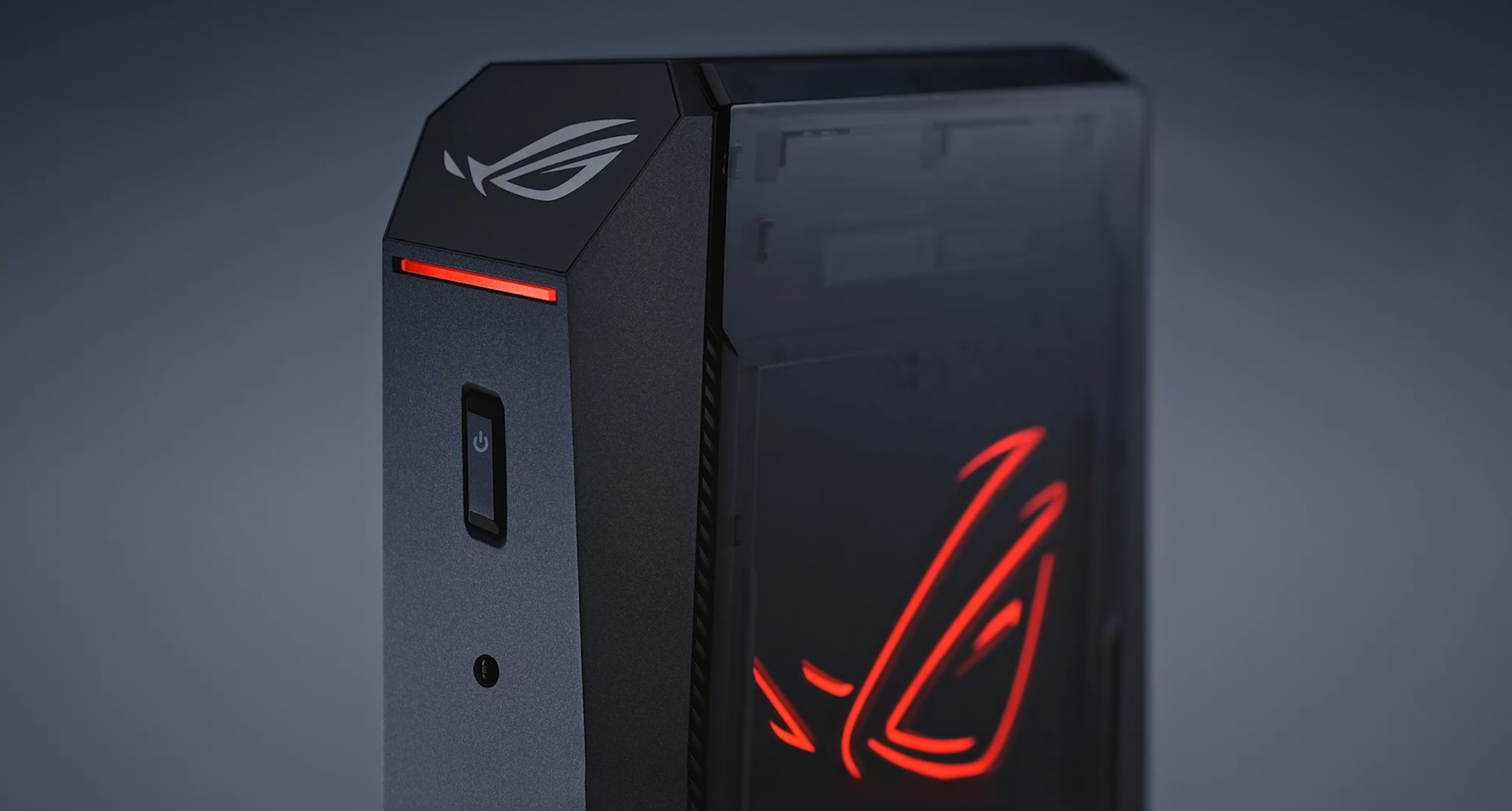 Close-up of the top portion of the ROG NUC.