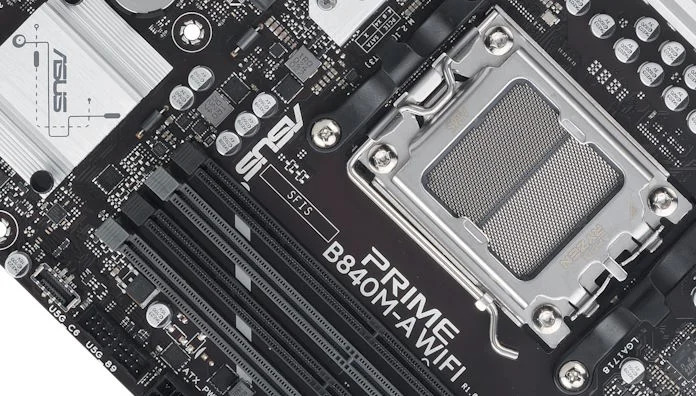Ein ASUS Prime B840 in der Nahaufnahme