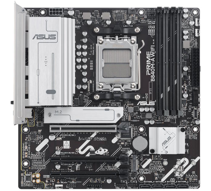 Ein ASUS Prime-B840M-A-WIFI in der Frontansicht