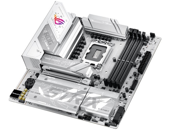 Eine schräge Perspektive auf ein ROG-STRIX-B860-G-GAMING-WIFI