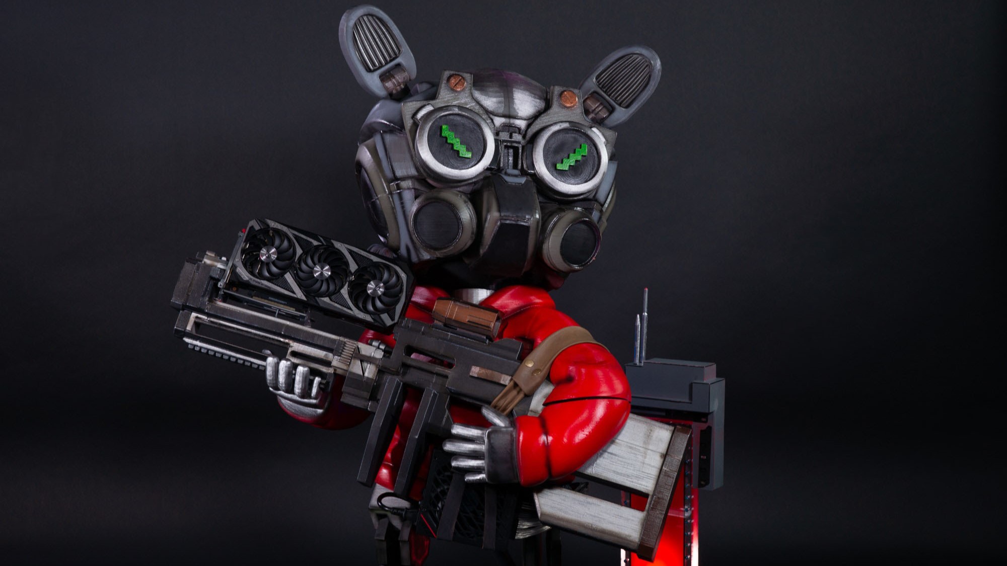 A desktop PC modeled after ROG mascot Omni.