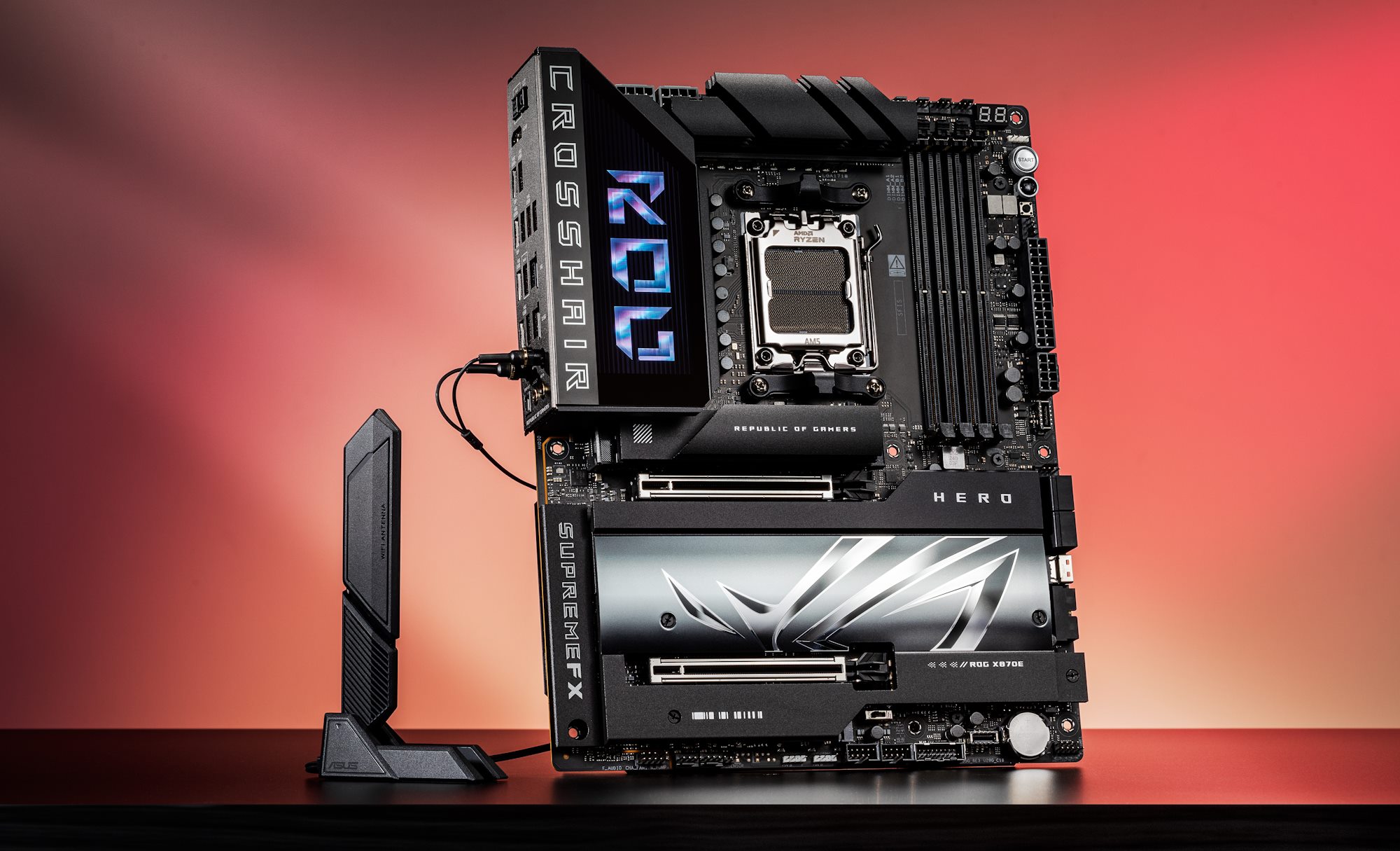 The ROG Crosshair X870E Hero gaming motherboard