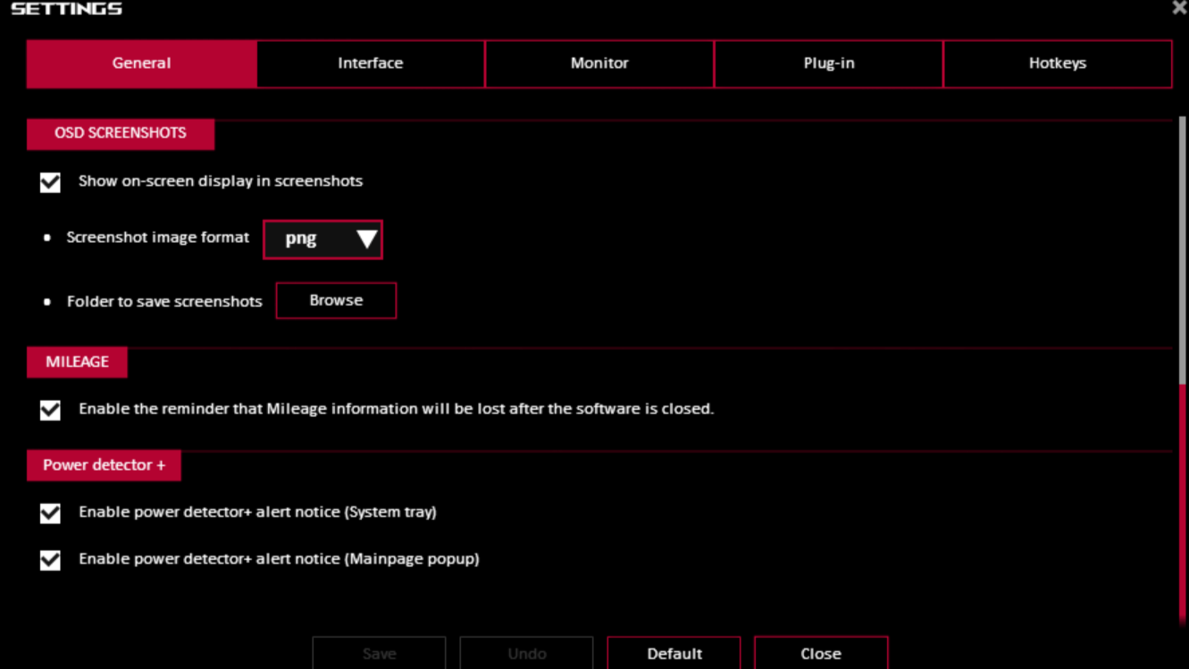 Ein Screenshot von GPU Tweak III und der Option das OSD von Power Detector+ zu aktivieren