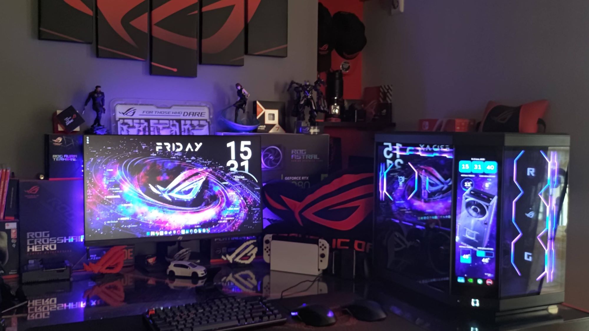 Discord user Pitt.Rog3r's ROG-themed desktop gaming PC setup, featuring a tower, monitor, and peripherals.