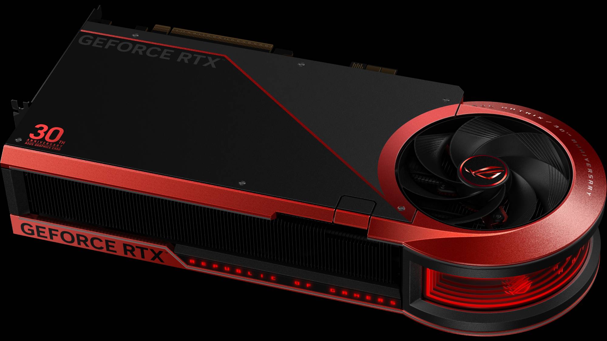A downward-angled view of the ROG Matrix GeForce RTX 5090
