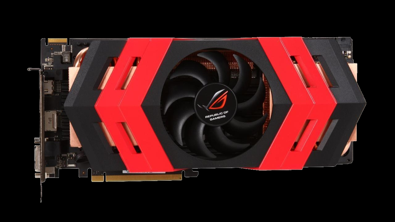 The ROG Ares graphics card against a black background.