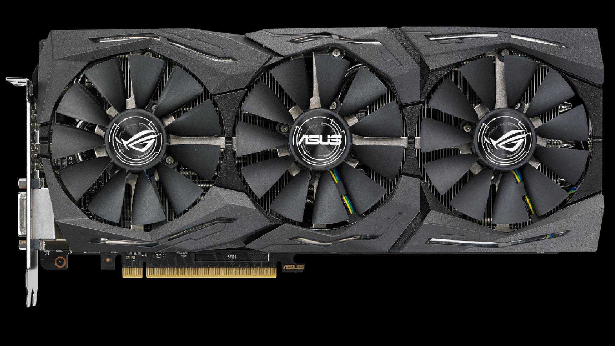 The ROG Strix GeForce GTX 1080 against a black background.