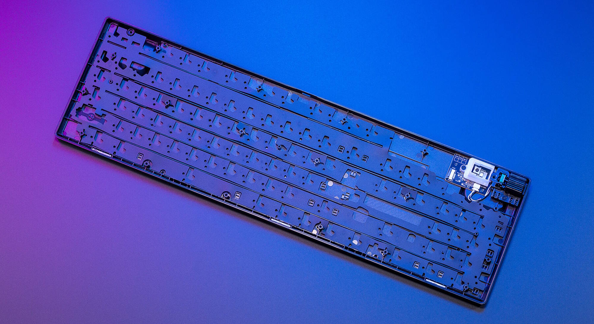 The sound dampening foams from the inside of the keyboard