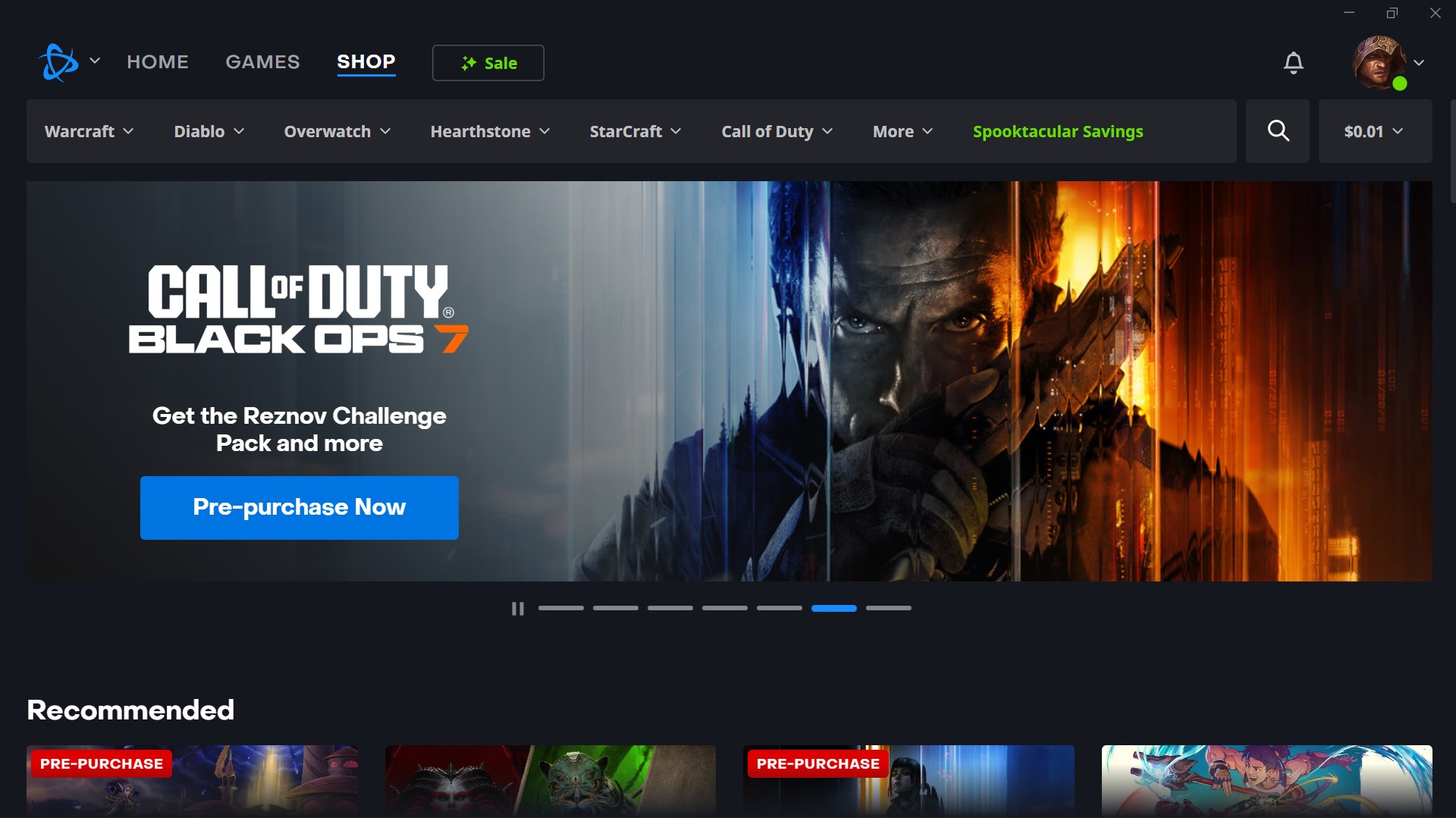 The Battle.net storefront on Windows