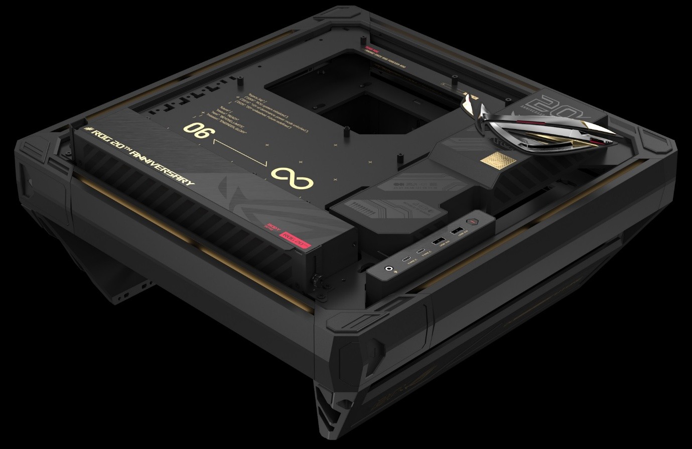 Das ROG GR20 Edition 20 Gehäuse liegend