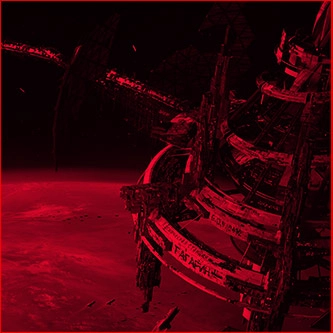 Image of a space station floating above Earth.