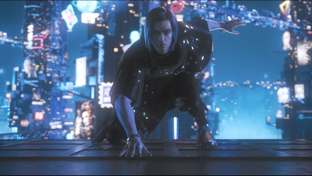 Image of PKD squatting down, with one hand touching on the floor.