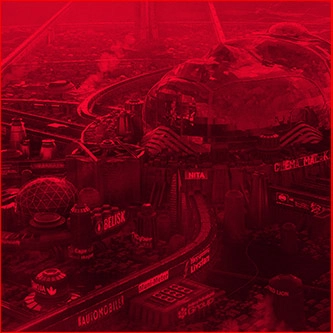 Image of a metropolis that has a resemblance of a female spider.