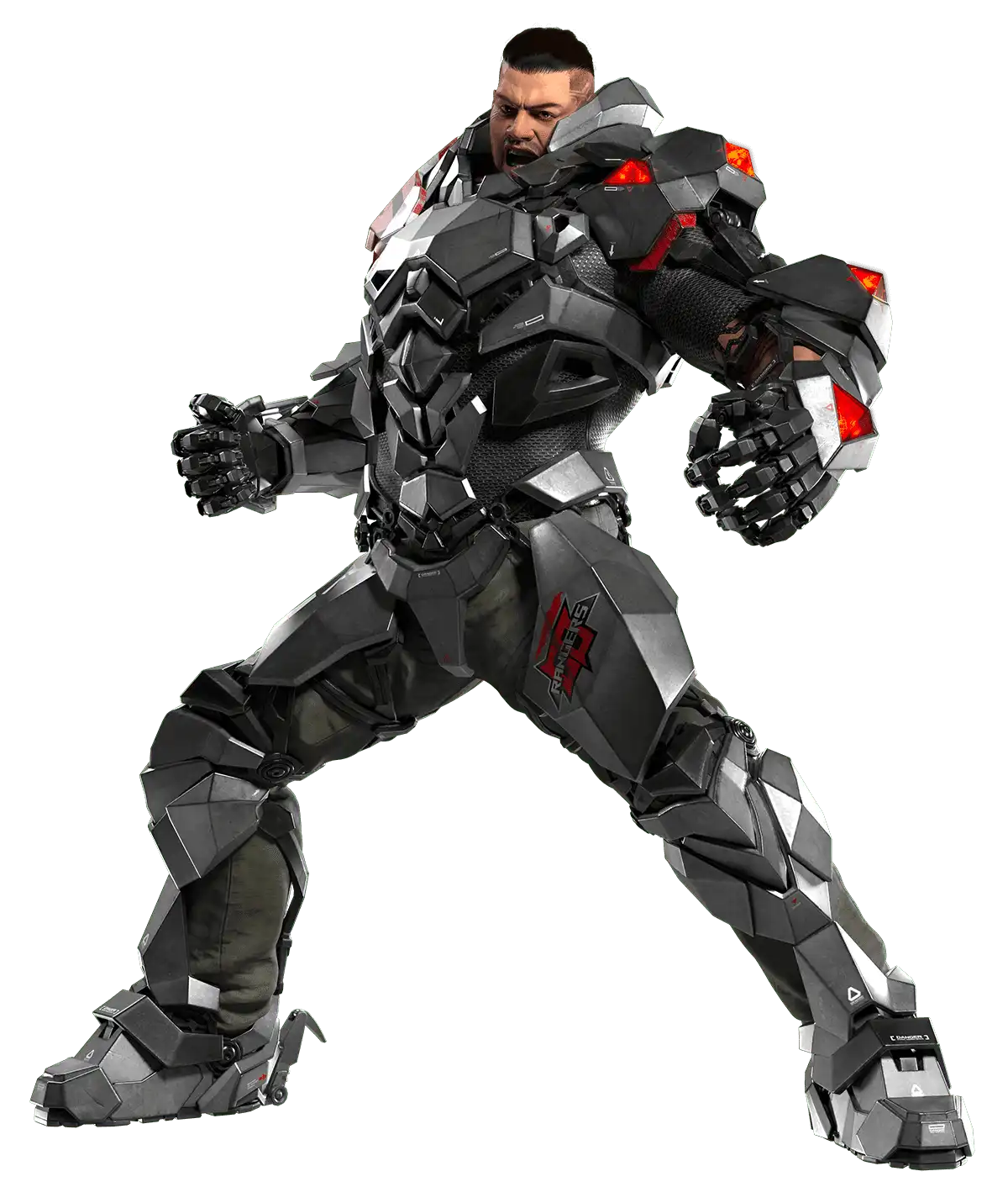 Close-up view of the character, GO.