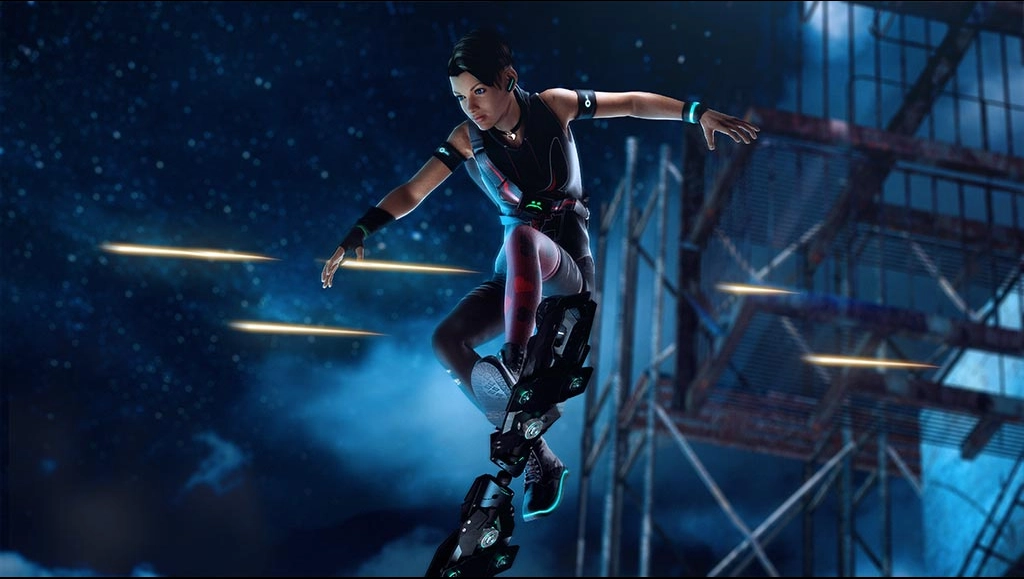 Image of AchT doing tricks on her hoverboard.