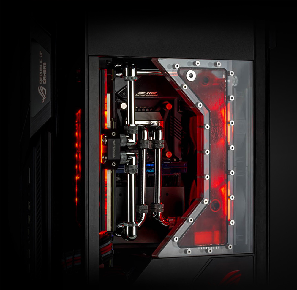An expansive setup with liquid cooling on ROG Z11.
