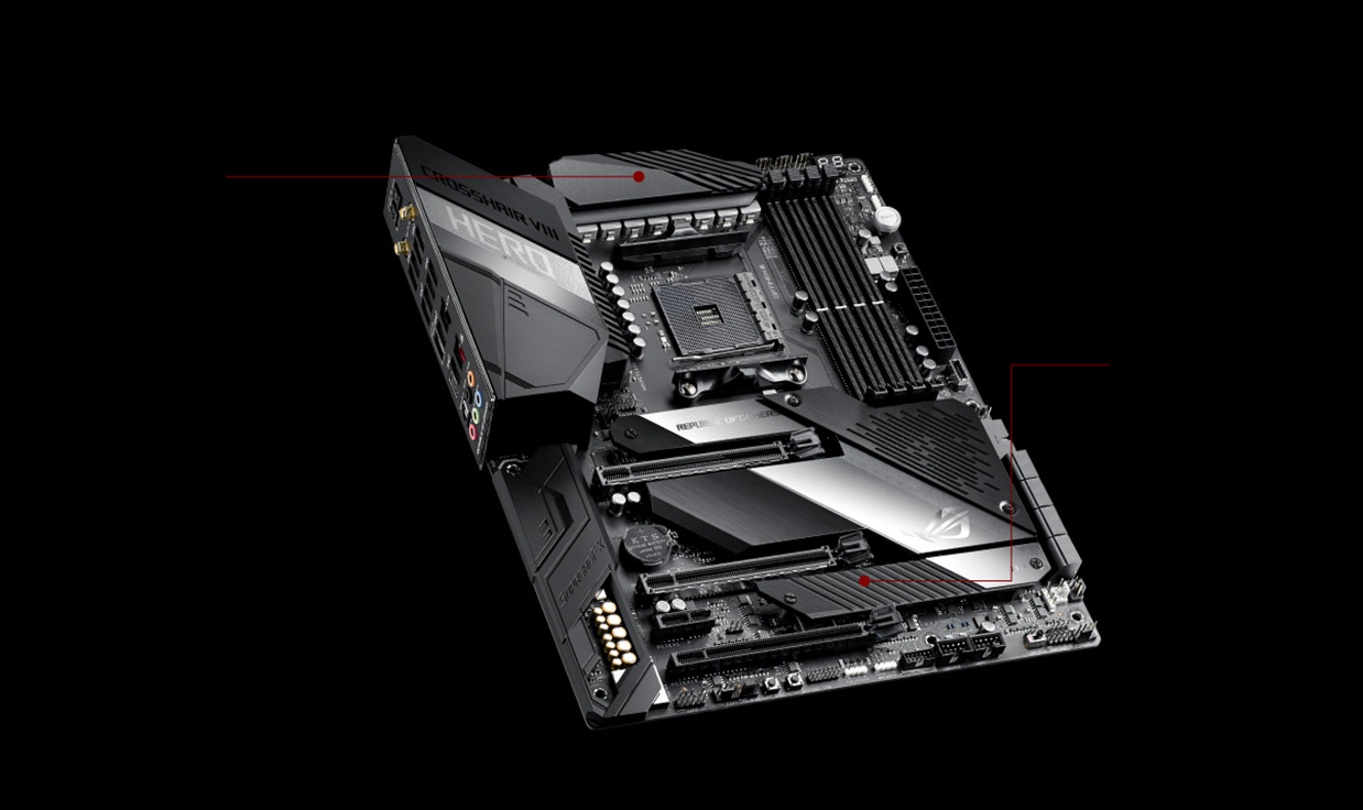 2022発売 ASUS ROG Crosshair VIII Hero X570 ATXマザーボード PCIe 4.0 内蔵 2.5 Gbps LAN  USB 3.2 SATA M.2 ノードとオーラ同期RGB照明 マザーボード