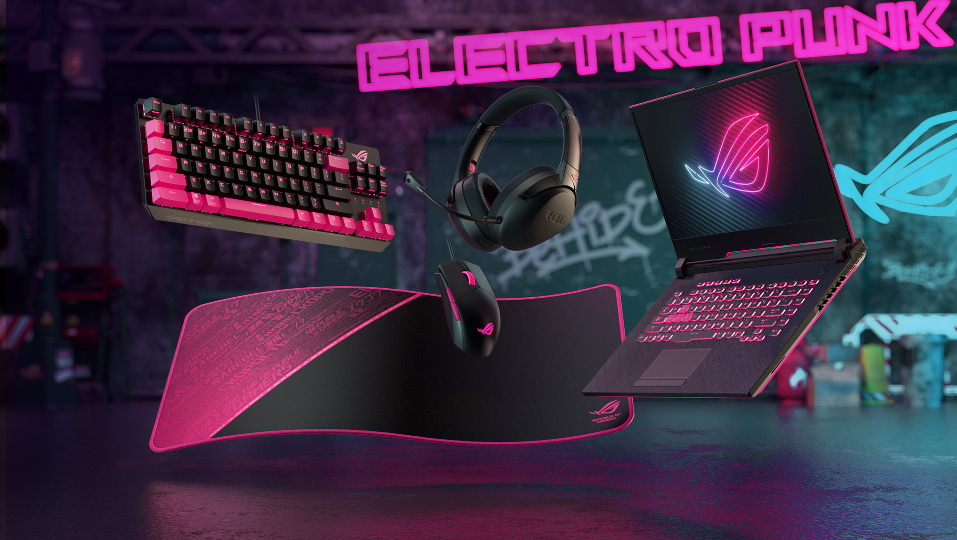 ASUS ROG Sheath Electro Punk Gaming Mauspad pink schwarz extra groß, rutschfest, optimierte Stoffoberfläche