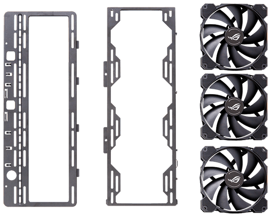 Two removable brackets and three fans