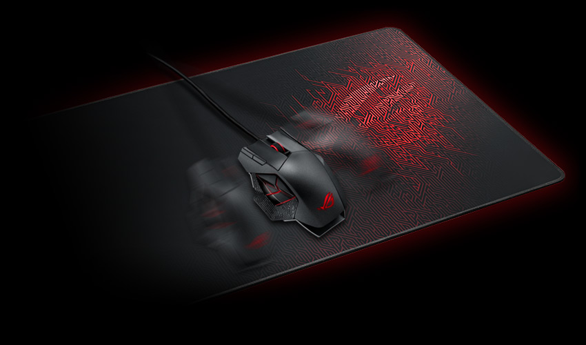 An ROG mouse sliding smoothly and effortlessly across ROG Sheath