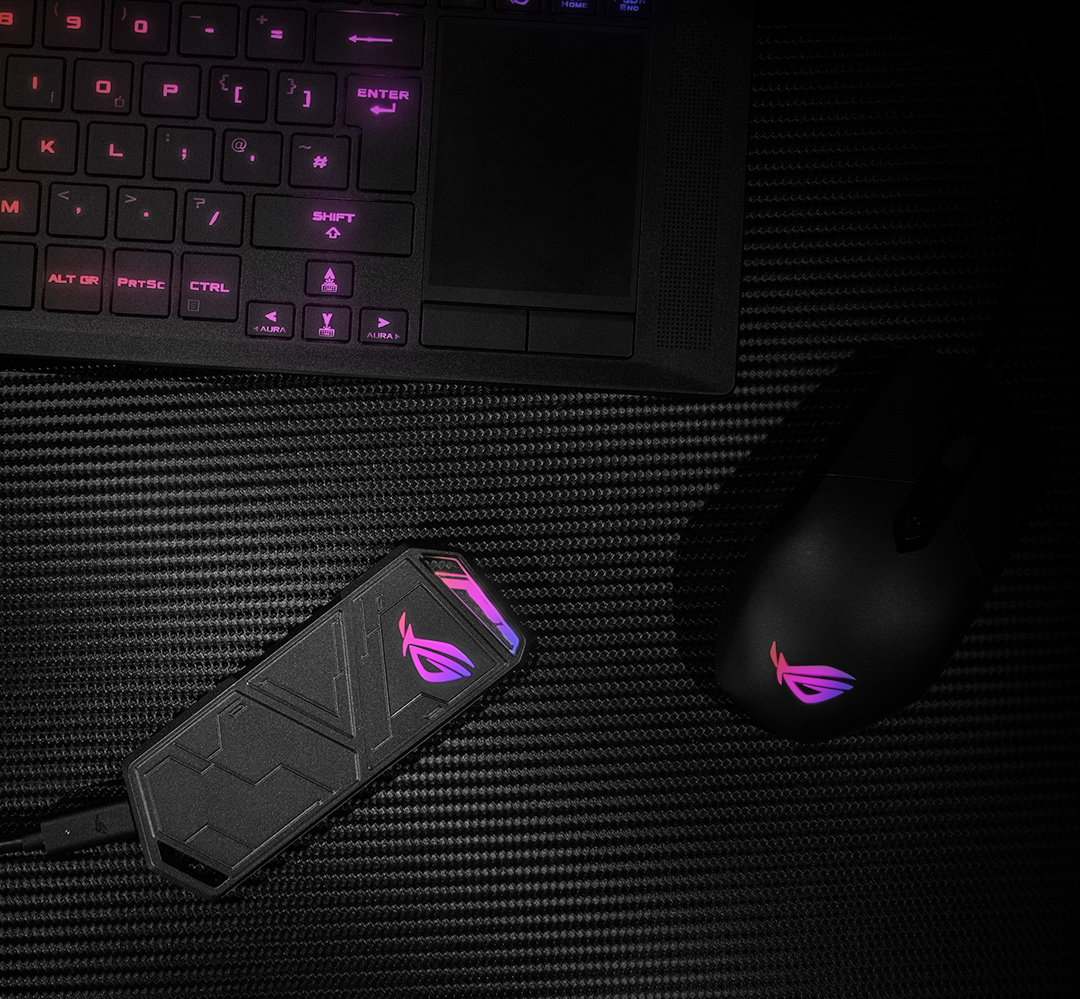 Aura RGB lighting effect of ROG STRIX ARION in sync with other ROG gaming peripherals