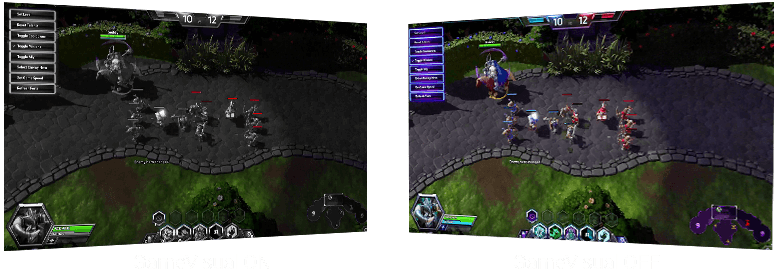 A comparison of MOBA on ROG Strix XG349C, with and without GameVisual